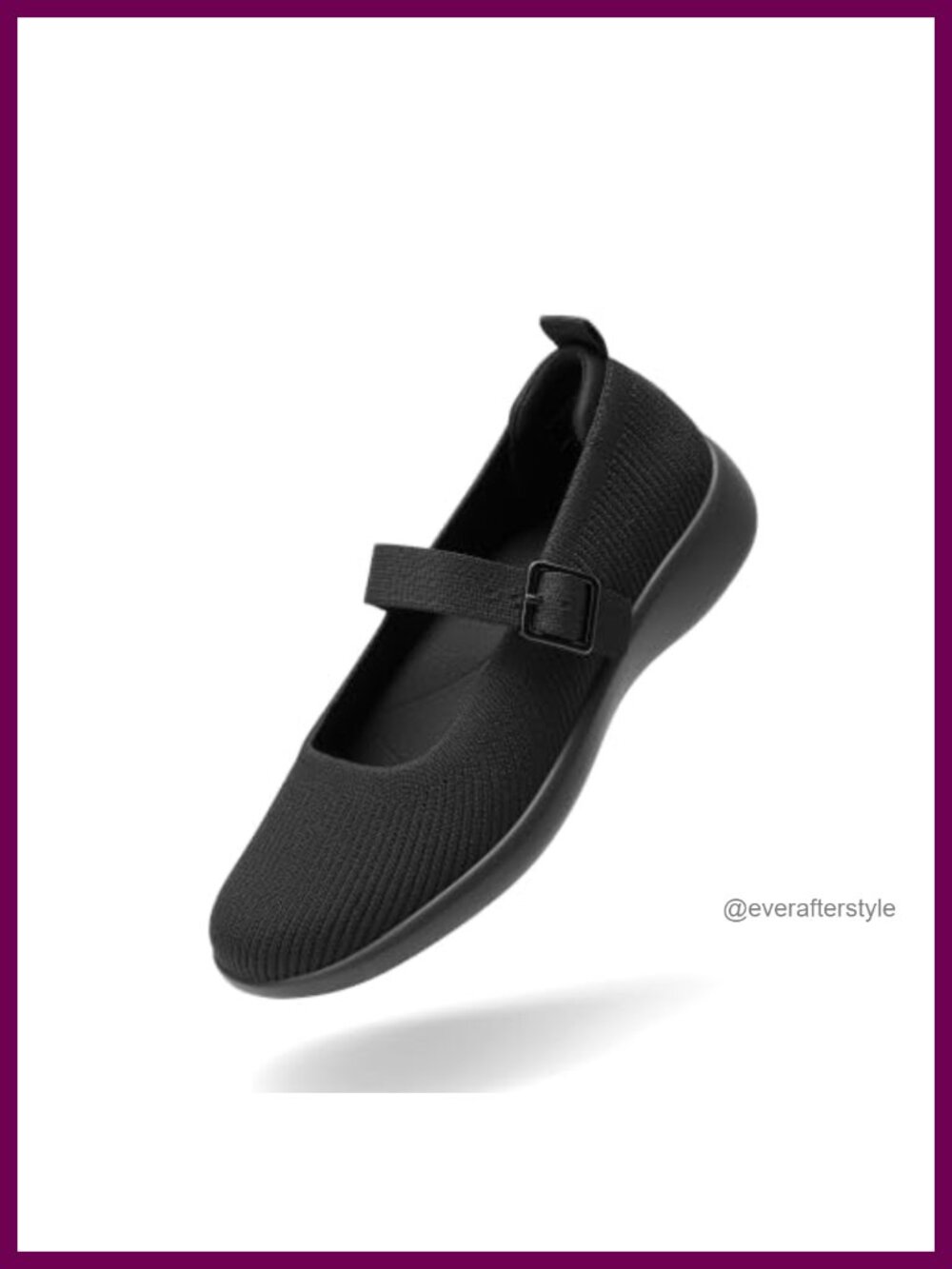 Women's Mary Jane Flats with Memory Foam, Machine Washable, Round Toe, Buckle